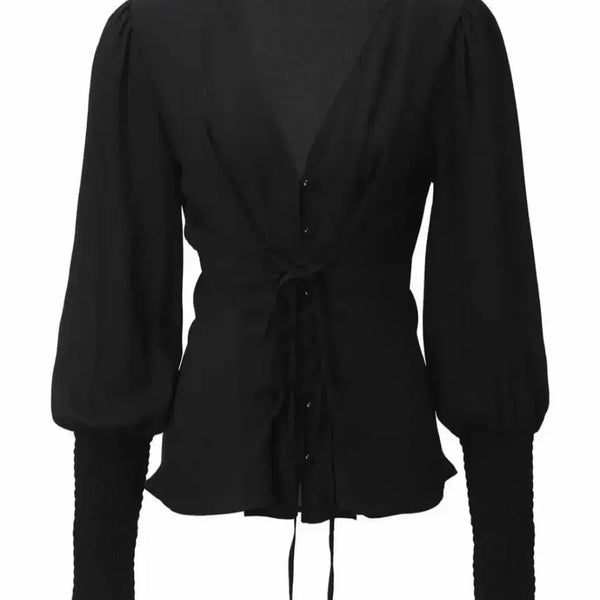 [BUNJANG] Three Times Chiffon Corset Blouse / 쓰리타임즈 쉬폰 코르셋 블라우스