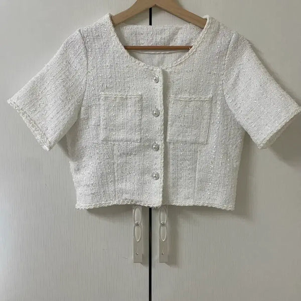 [BUNJANG] COS HM Style Crop Tweed Jacket Cardigan / 코스 hm 크롭 트위드 자켓 가디건