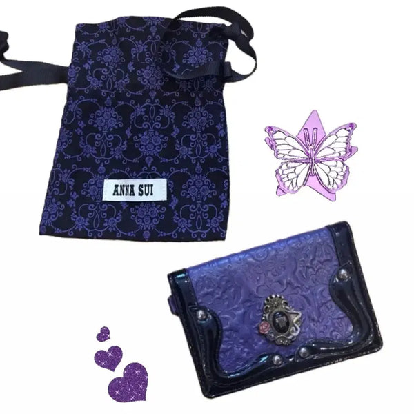 [BUNJANG] Anna Sui Purple Gya-ru Vintage Card Wallet / 안나수이 지갑 카드지갑 보라색 갸루 빈티지