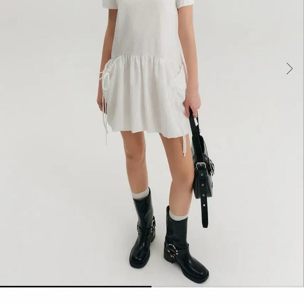 [BUNJANG] Lookast Hazel Jacquard Balloon Dress (White, Size S) / 룩캐스트 헤이즐 자카드 벌룬 드레스 원피스 S 화이트