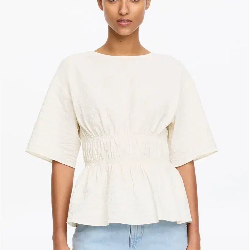 [BUNJANG] Arket Seersucker Top Off-White Size 32 / 아르켓 시어서커 탑 (오프 화이트, 32사이즈)
