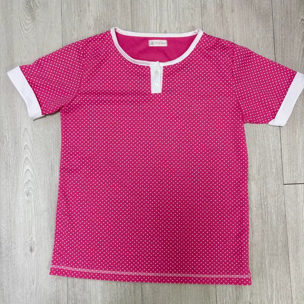 [BUNJANG] Party Heart Pink Heart Pattern Short Sleeve Polo T-Shirt / Party heart 핑크 하트 패턴 반팔 카라티