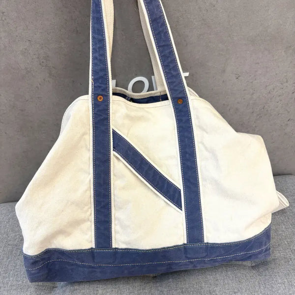 [BUNJANG] Nice Ness L.LESH Tote Bag Natural/Navy / 나이스네스 L.LESH 토트백 네츄럴/네이비-J071901