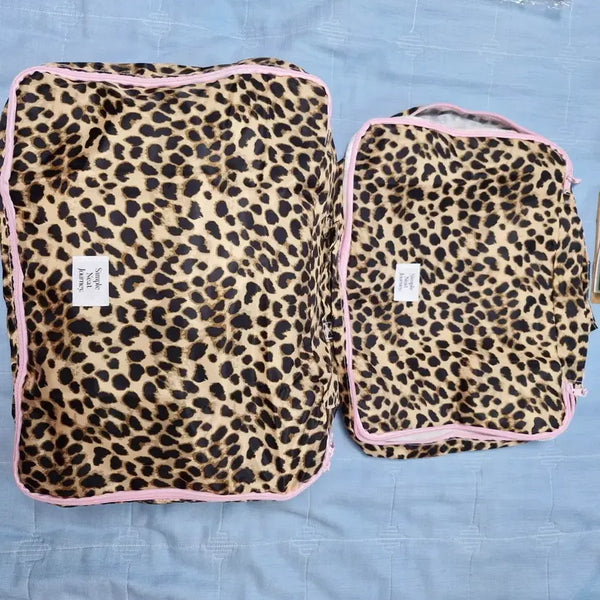 [BUNJANG] Leopard Pattern Travel Pouch Set (2 Sizes) / 레오파드 패턴 여행 파우치 2종 세트