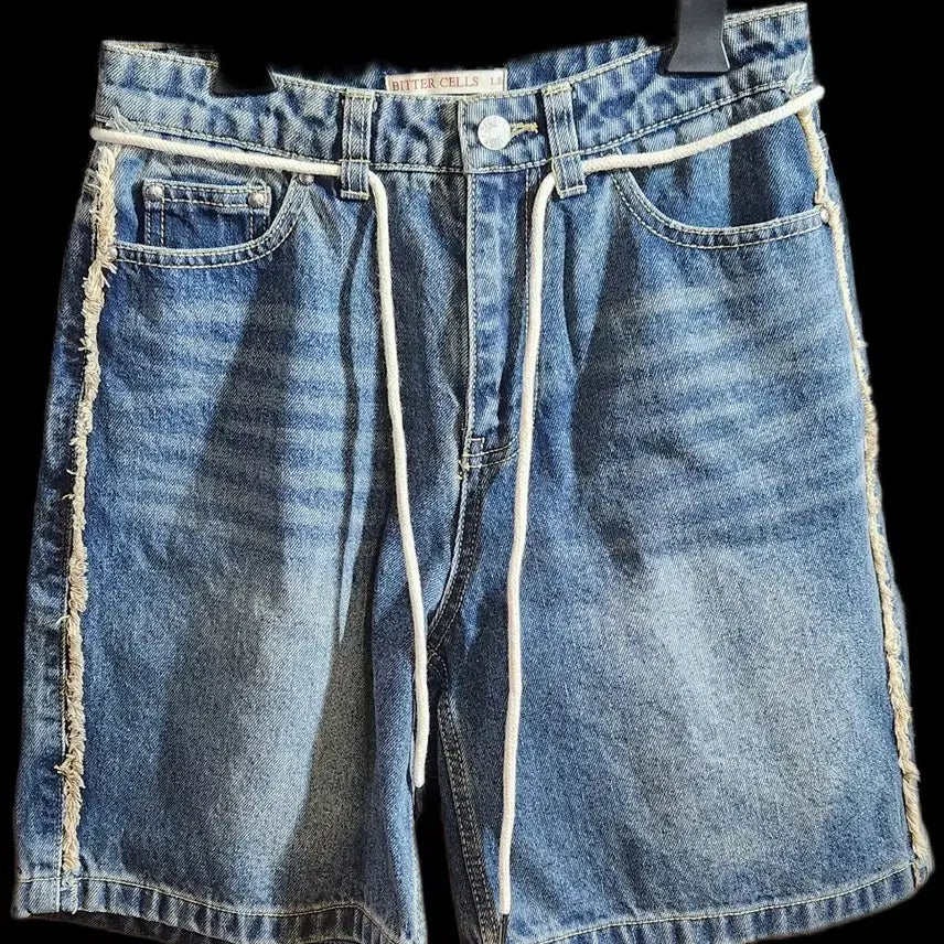 [BUNJANG] BITTER CELLS Vintage Washed String Denim Half Pants / BITTER CELLS 빈티지 워싱 스트링 데님 하프팬츠