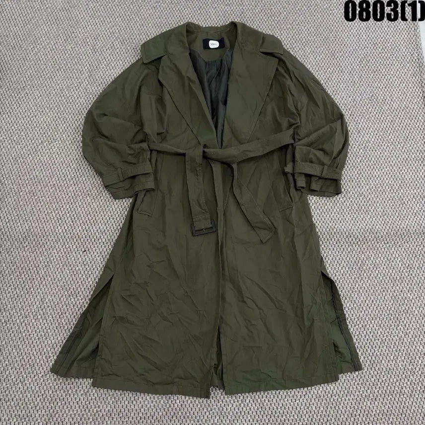 [BUNJANG] DUEL Khaki Belt Trench Coat / 듀엘 카키색 벨트 트렌치 코트 55