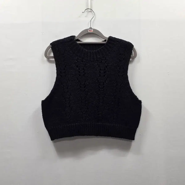 [BUNJANG] Ozsecon Cable Knit Vest / 0071 오즈세컨 한섬 케이블 크롭 니트 베스트 니트 조끼