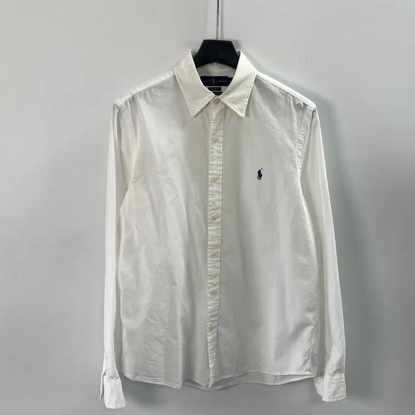 [BUNJANG] Polo Ralph Lauren White Seersucker Shirt M / 폴로 랄프로렌 화이트 시어서커 셔츠 (on.1623)