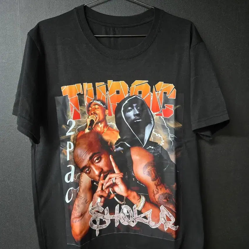 [BUNJANG] 2Pac Graphic Black Short Sleeve T-Shirt / 투팍 반팔 티셔츠 블랙