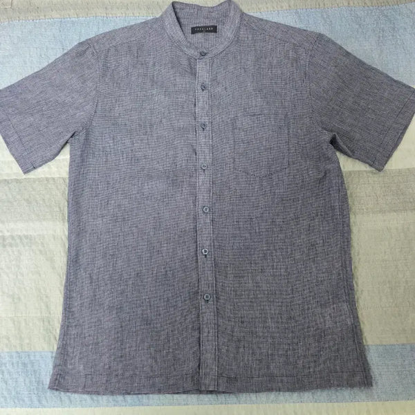 [BUNJANG] Parkland Linen Henley Short Sleeve Shirt Gray Size 100 / 파크랜드 린넨헨리넥 반팔 셔츠 회색100