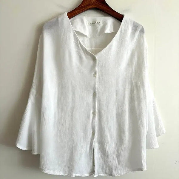 [BUNJANG] V-Neck White Blouse / 브이넥 화이트 블라우스