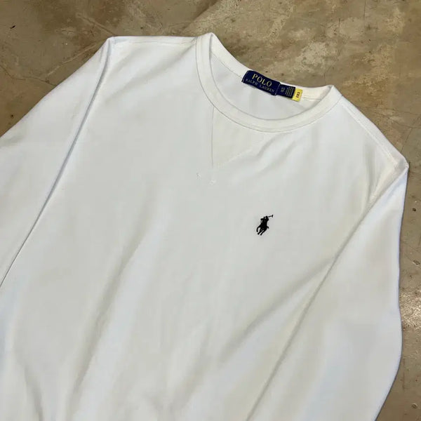 [BUNJANG] Polo Ralph Lauren White Simple Logo Sweatshirt XS / XS 폴로랄프로렌 화이트 심플로고 맨투맨