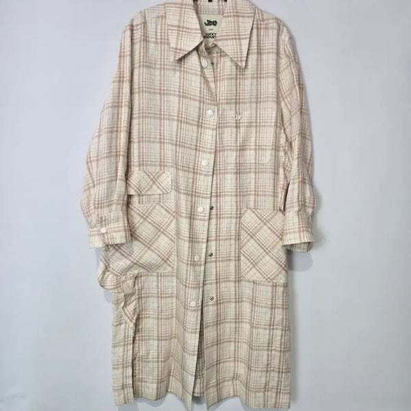 [BUNJANG] Lucky Chouette Check Trench Coat Beige / 럭기슈에뜨 체크 베이지 트렌치코트