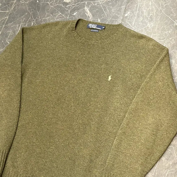 [BUNJANG] Polo Ralph Lauren Olive Green Pony Embroidery Long Sleeve Knit Size 105 / 105 폴로랄프로렌 올리브그린 포니 자수 긴팔 니트