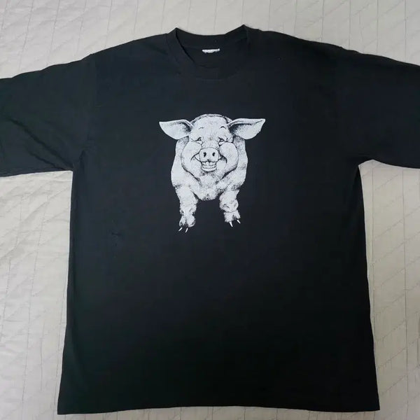 [BUNJANG] Vintage NOT ERD Pig Art Print T-Shirt Black XL / [XL] 빈티지 NOT ERD og 피그 티셔츠 블랙