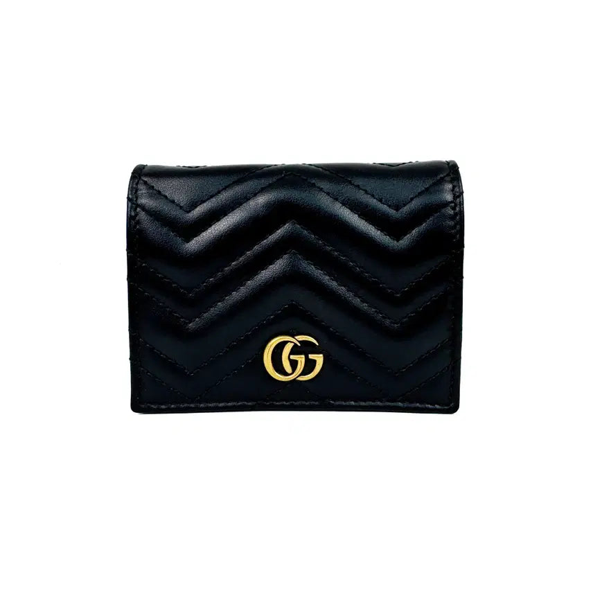 [BUNJANG] Gucci GG Marmont Women's Bifold Wallet Black Leather / 구찌 GG 마몽 여성 반지갑 블랙 마몬트 지갑 466492