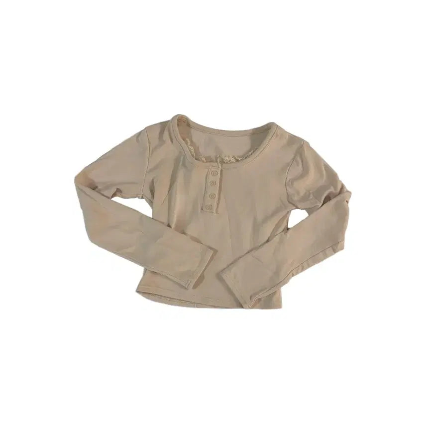 [BUNJANG] Lace Long Sleeve T-Shirt Feminine / 레이스 긴팔티 페미닌