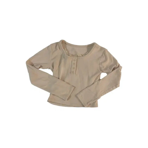 [BUNJANG] Lace Long Sleeve T-Shirt Feminine / 레이스 긴팔티 페미닌