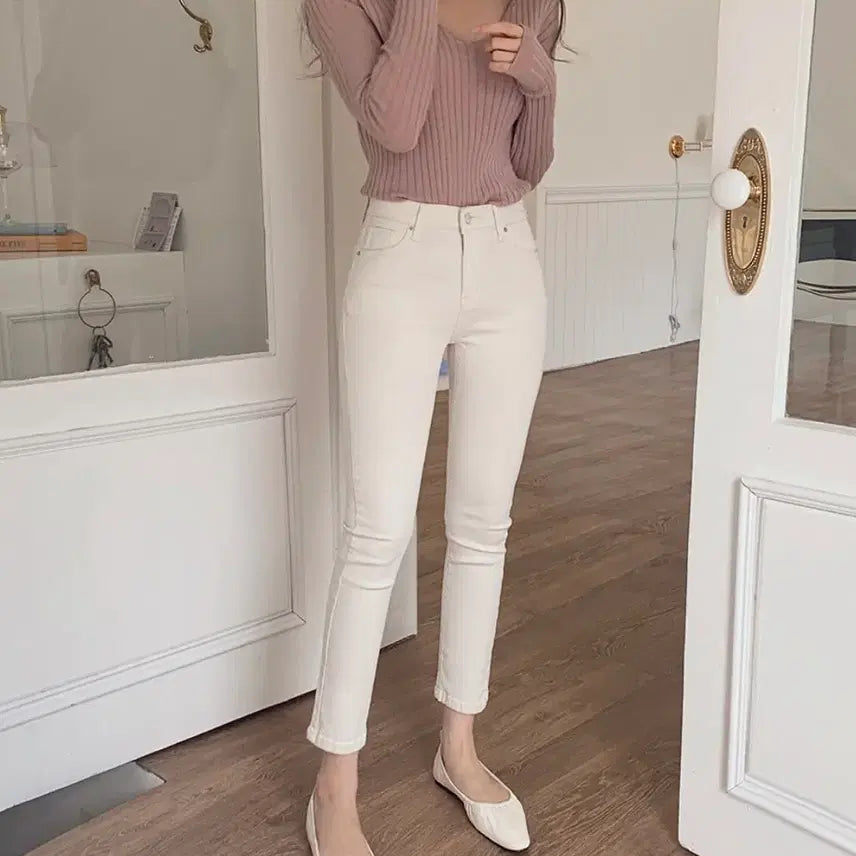 [BUNJANG] Ivory Banding Straight Leg Pants / 아이보리 밴딩 일자바지