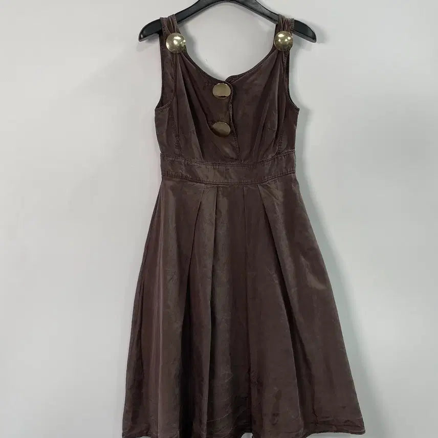 [BUNJANG] Burberry Brown Sleeveless Flare Dress / 버버리 브라운 나시 플레어 원피스 (on.1632)