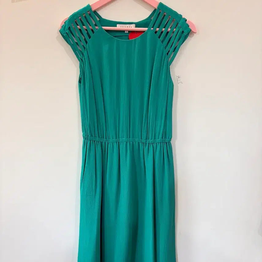 [BUNJANG] Sandro Shirring Mini Dress Green / 산드로 그린색 셔링 미니 원피스