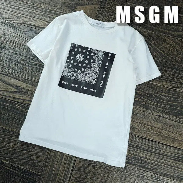 [BUNJANG] MSGM Bandana Graphic T-Shirt White / MSGM 엠에스지엠 반다나 그래픽 반팔티 화이트 M21991
