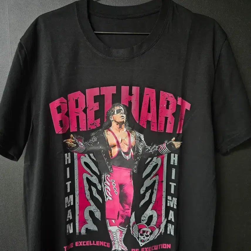 [BUNJANG] WWF Bret "The Hitman" Hart Retro Print T-Shirt Black / wwf레트로 브렛하트 히트맨 반팔 티셔츠 블랙