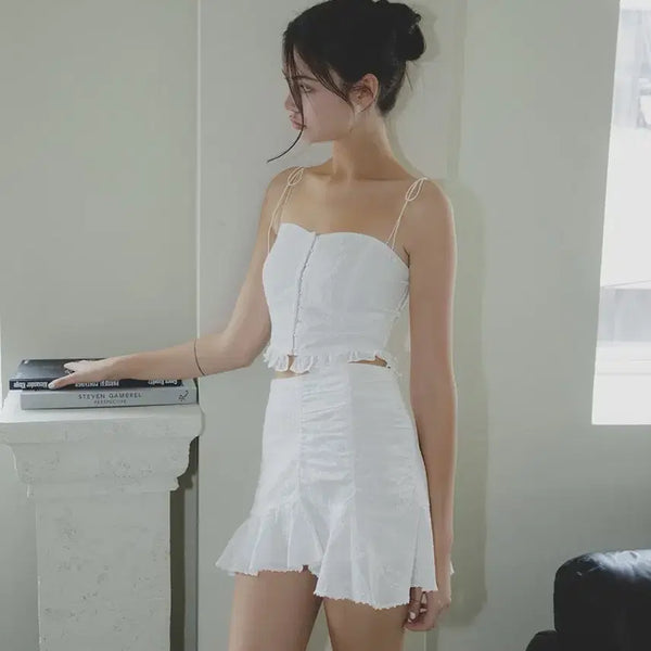 [BUNJANG] Not Your Roses Lace Bustier Sleeveless White / 낫유어로즈 레이스 뷔스티에 슬리브리스 화이트