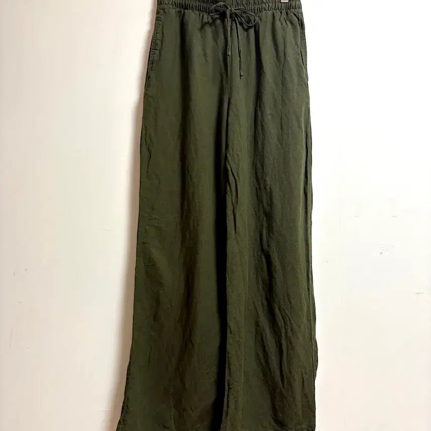 [BUNJANG] Linen Wide Pants Khaki / 카키 린넨 와이드 팬츠