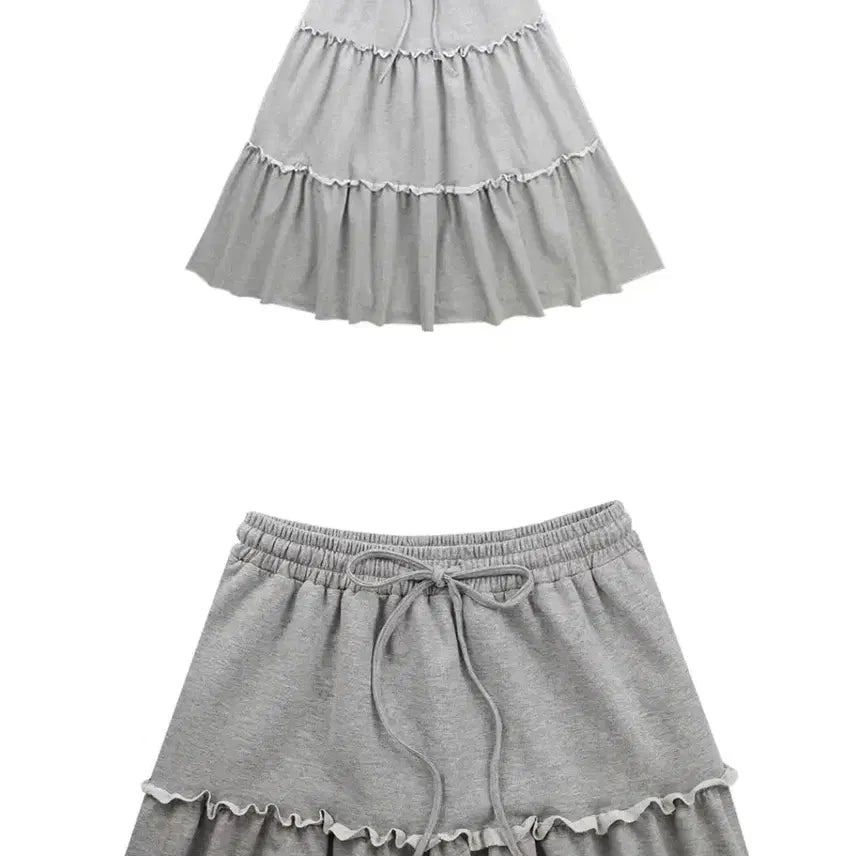 [BUNJANG] Konichiwa Bonjour Butterfly Shirring Skirt Grey / 새상품) 곤니치와봉쥬르 버터플라이 셔링 스커트 그레이