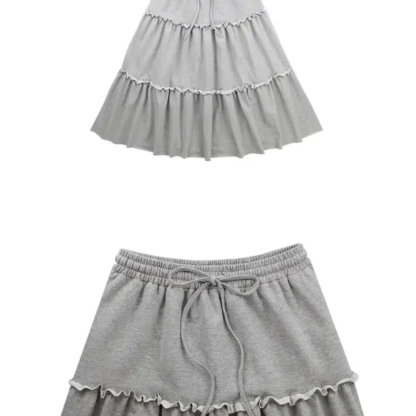 [BUNJANG] Konichiwa Bonjour Butterfly Shirring Skirt Grey / 새상품) 곤니치와봉쥬르 버터플라이 셔링 스커트 그레이