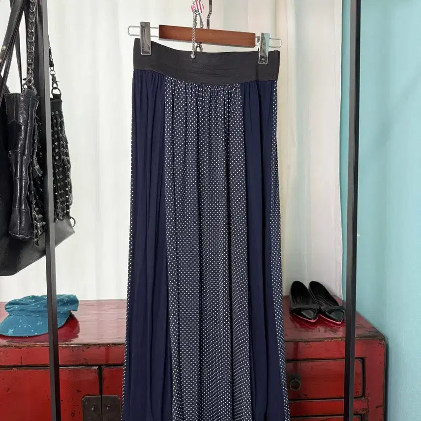 [BUNJANG] Polka Dot Combo Long Skirt / Polka Dot Combo Long Skirt