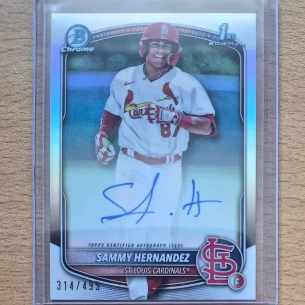[BUNJANG] MLB 2025 Bowman Chrome Sammy Hernandez St. Louis Cardinals 499 Limit Refractor First On-Card Auto Baseball Card / MLB 2025 바우만크롬 세인트루이스 새미 에르난데스 499한정 리프렉터 퍼스트 온오토카드 판매합니다.