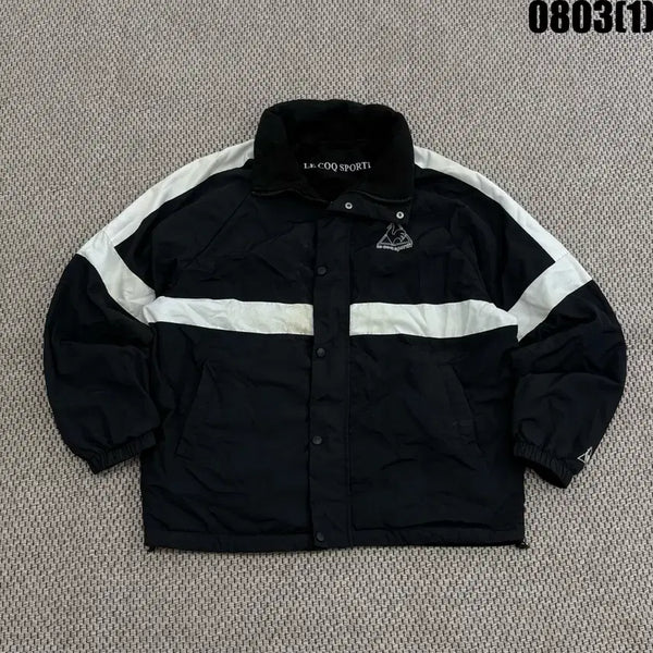 [BUNJANG] Le Coq Sportif Color Block Reversible Jumper / 르꼬끄 블랙 화이트 배색 양면 점퍼 90