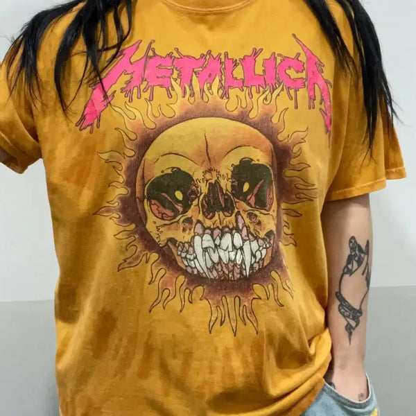 [BUNJANG] Metallica Pushead Sun Skull Tie-Dye Band T-Shirt / Metallica 메탈리카 퍼스헤드 썬 스컬 타이다이 밴드 반팔 티셔츠