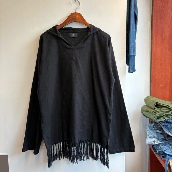 [BUNJANG] Black Tassel Linen Top / 블랙 테슬 린넨탑