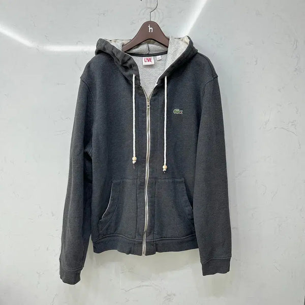 [BUNJANG] Lacoste Live Vintage Hoodie Charcoal Grey XL / 라코스테 라이브 빈티지 후드집업 차콜 그레이 5 XL 105