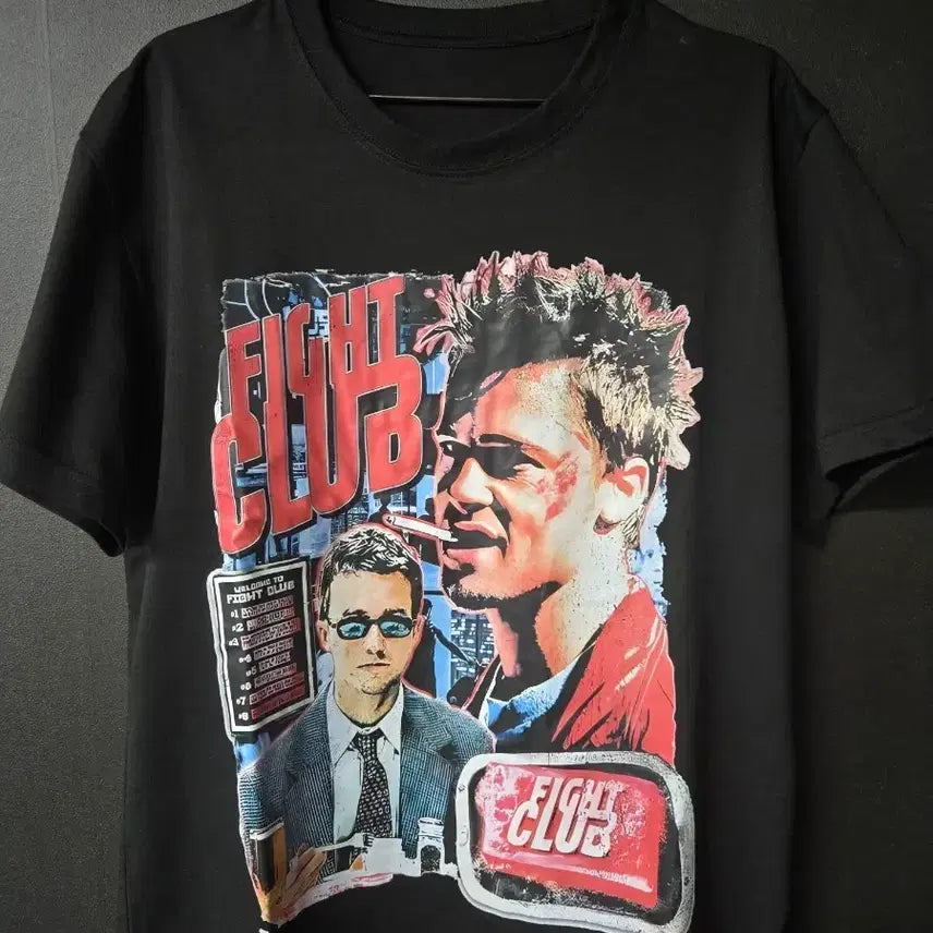 [BUNJANG] Fight Club Printing Black Short Sleeve T-Shirt / 파이트클럽 프린팅 블랙 반팔 티셔츠