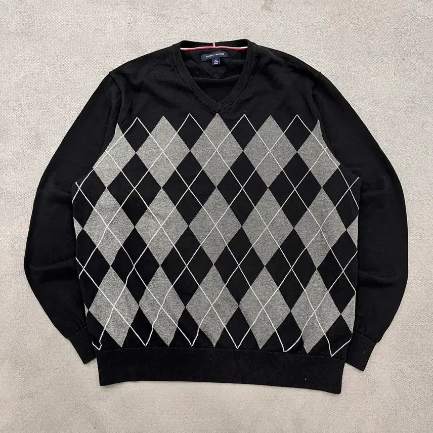 [BUNJANG] Tommy Hilfiger Argyle V-Neck Knit XL / XL 타미힐피거 아가일 브이넥 니트
