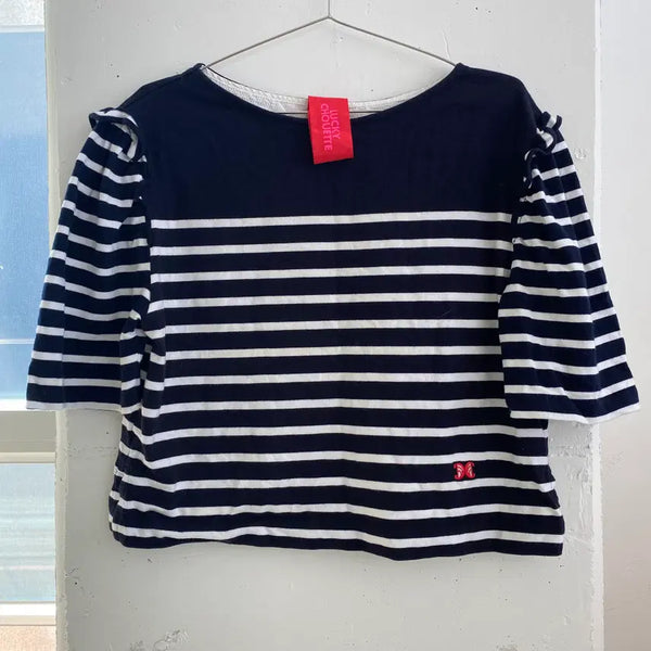 [BUNJANG] Lucky Chouette Cropped Short Sleeve T-Shirt / (Free) 럭키슈에뜨 크롭 반팔 티셔츠