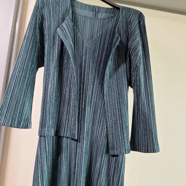 [BUNJANG] Pleats Please Dress Cardigan Set / 플리츠플리즈원피스.가디건