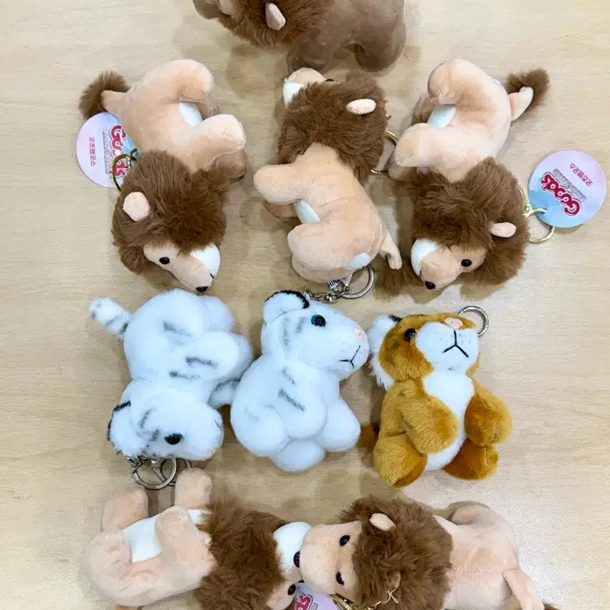 [BUNJANG] Lion and Tiger Plush Keychain Bundle / lion tiger귀여운 사자 호랑이인형뽑기열쇠가방고리키링인형keyring일괄