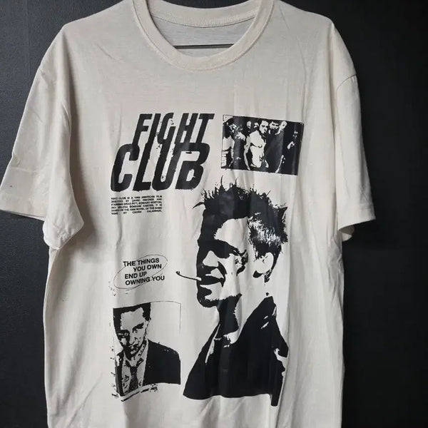 [BUNJANG] Fight Club Printed T-Shirt (Ivory) / 파이트 클럽 반팔 티셔츠 아이보리