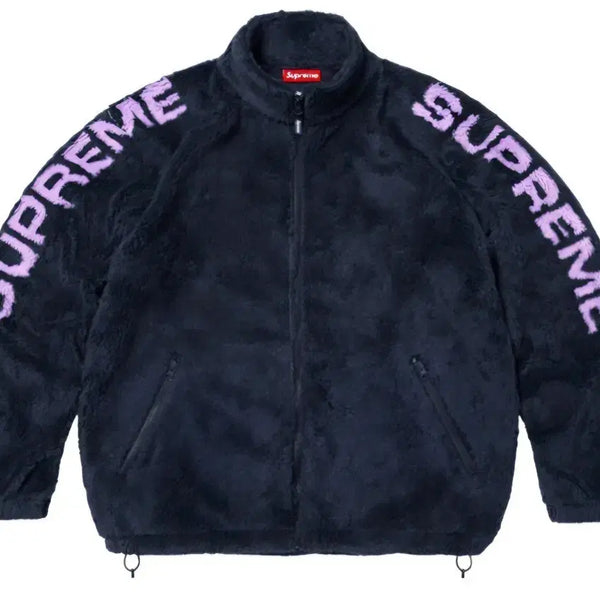 [BUNJANG] Supreme Shoulder Logo Fleece Jacket Navy SS25 / 슈프림 숄더 로고 플리스 자켓 네이비 - 25SS