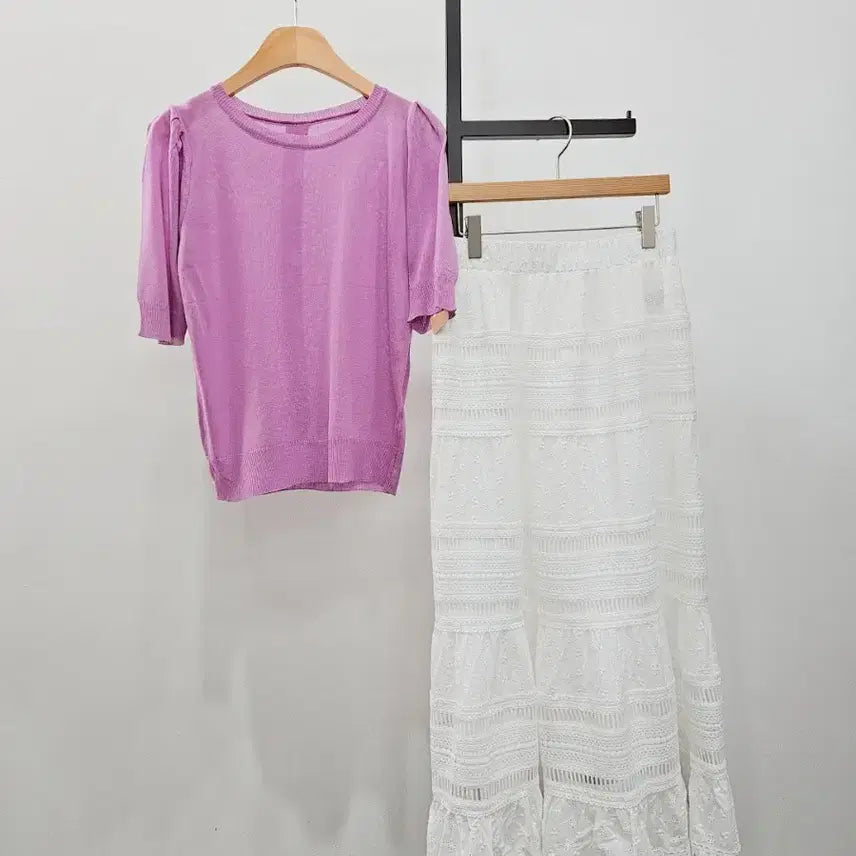 [BUNJANG] Knit Top and Punch Skirt Set / 새제품 니트+펀칭스커트