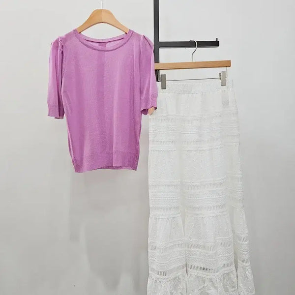 [BUNJANG] Knit Top and Punch Skirt Set / 새제품 니트+펀칭스커트