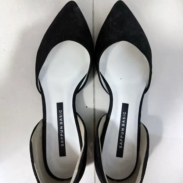 [BUNJANG] Sappun Basic Black Suede Flats / 사뿐베이직 블랙 스웨이드 플랫