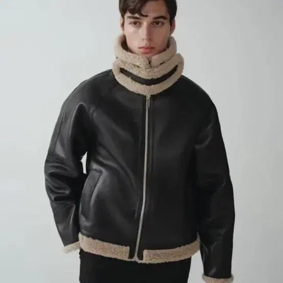 [BUNJANG] J.RIUM Leather Buckle Shearling Jacket Black M / J.RIUM 레더 비죠 시어링 자켓 블랙 M