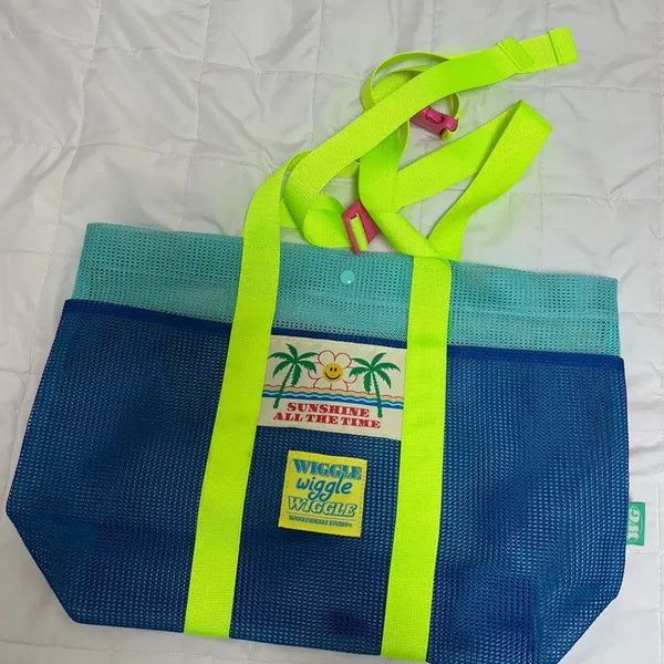 [BUNJANG] Wiggle Wiggle Mesh Tote Bag Blue / 위글위글 메쉬 토트백 블루