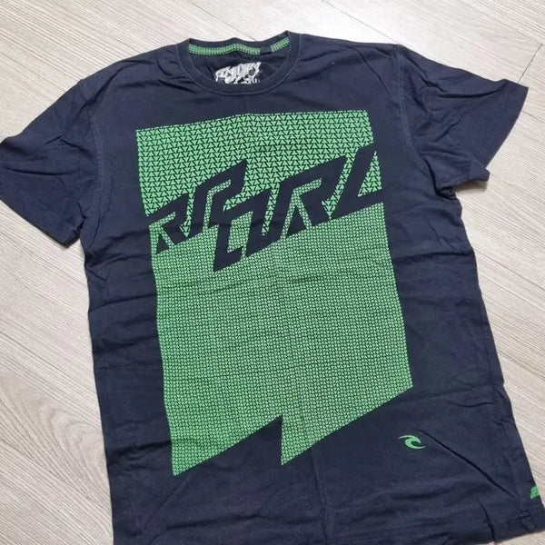 [BUNJANG] Vintage Short Sleeve T-Shirt (Black/Green) / 블랙 그린 빈티지 반팔